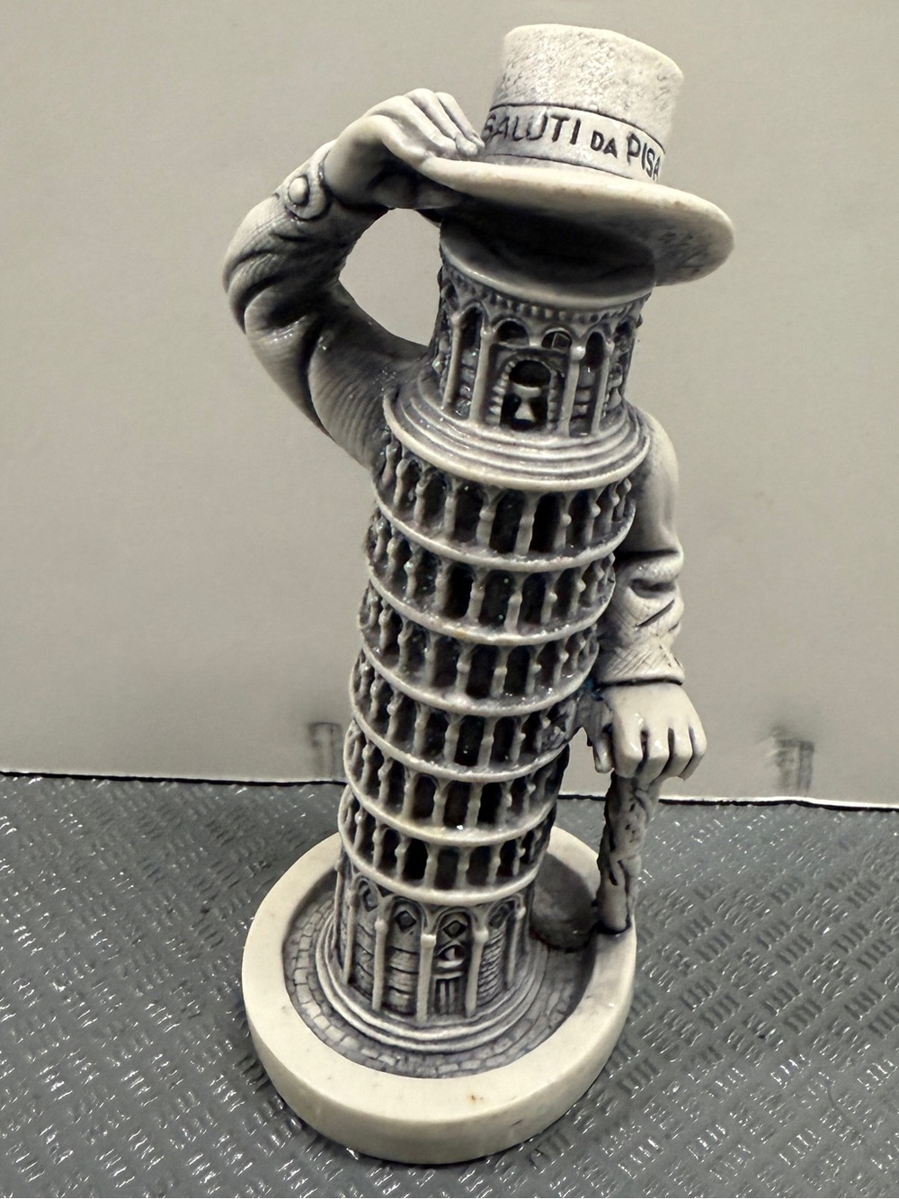 Vintage Leaning Tower of Pisa Saluti Greetings Souvenir Figurine Anthropomorphic